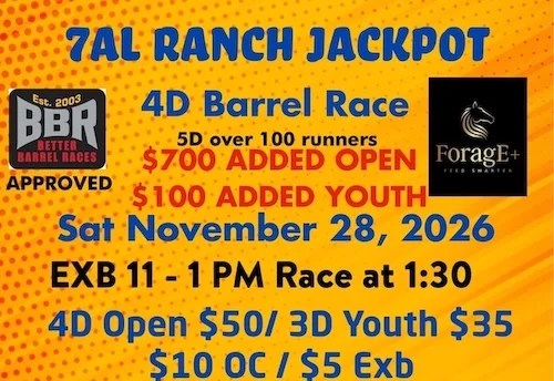 7AL Ranch Jackpot 4D Barrel Race flyer