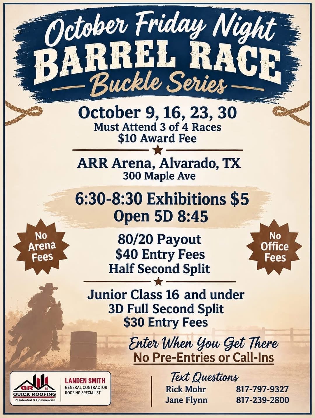 October Friday Night Barrel Racing Buckle Series flyer