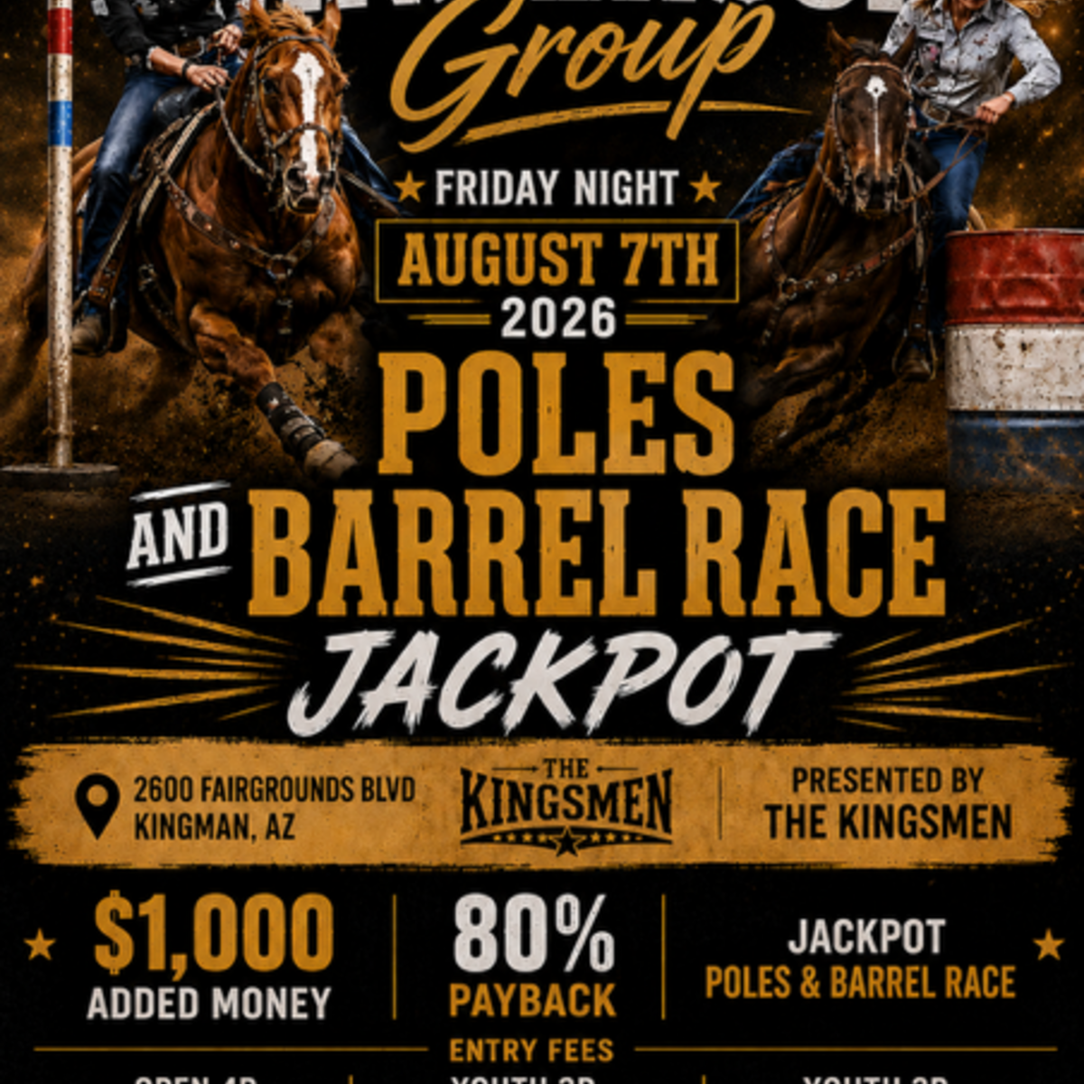 Anderson Group Friday nights poles and barrel race Jackpot