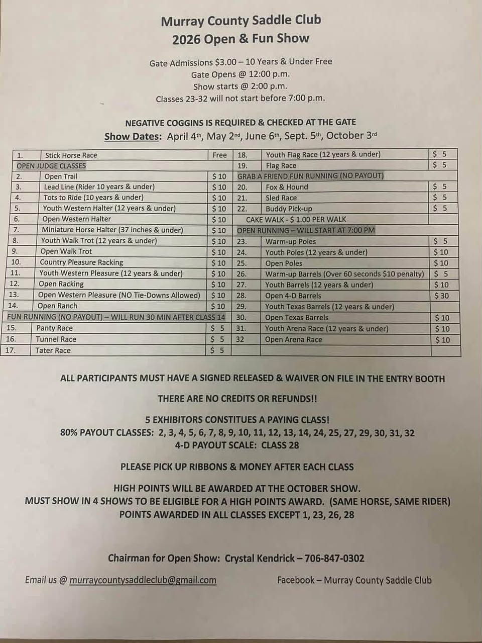 Open Show 4-D Barrels flyer in Chatsworth, GA