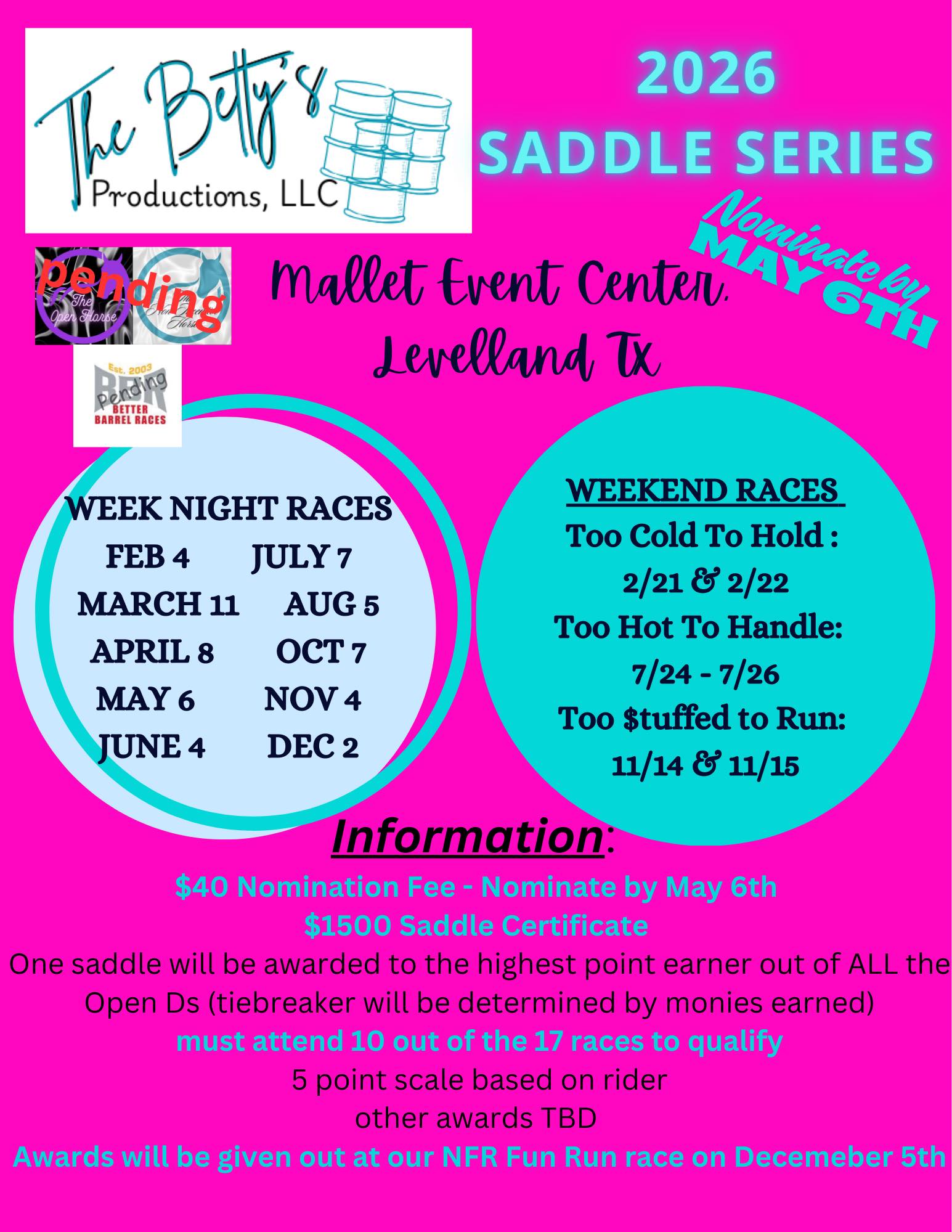 The Betty's 2026 Saddle Series