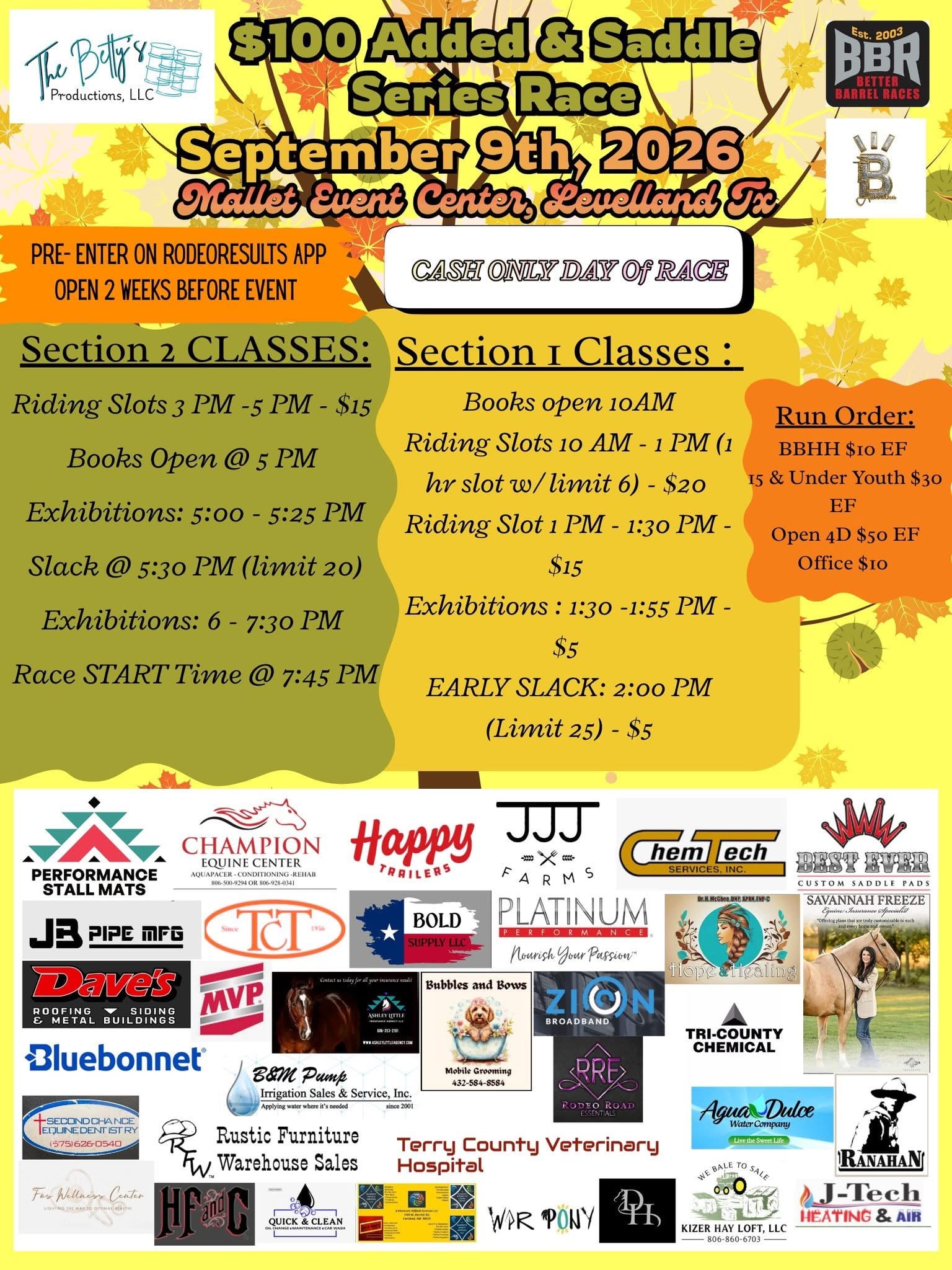 The Betty’s Productions Saddle Series flyer