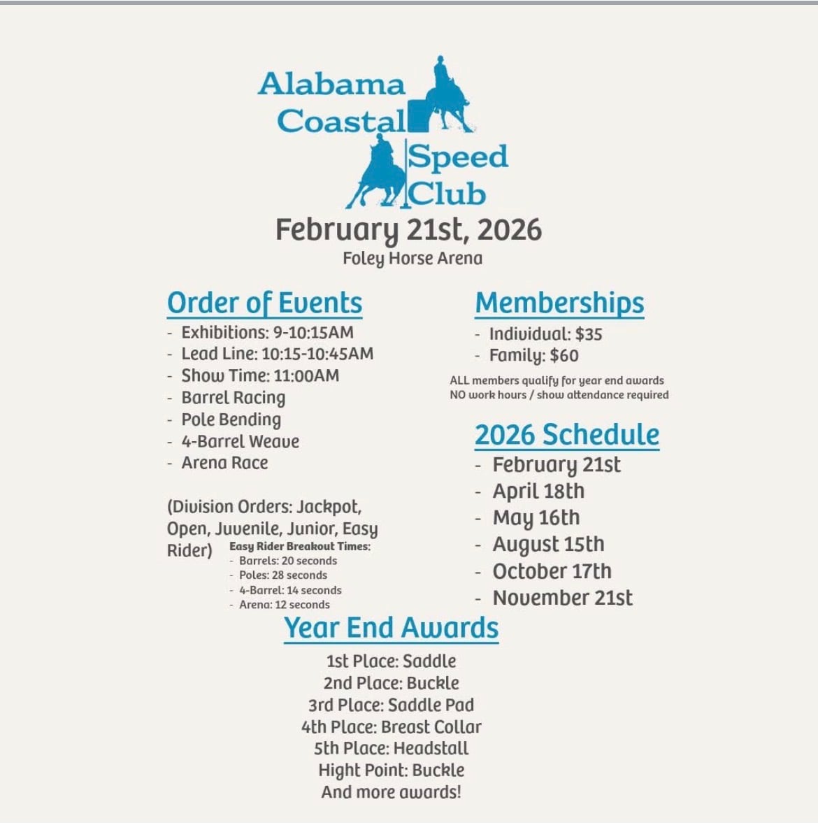 Alabama Coastal Speed Club flyer