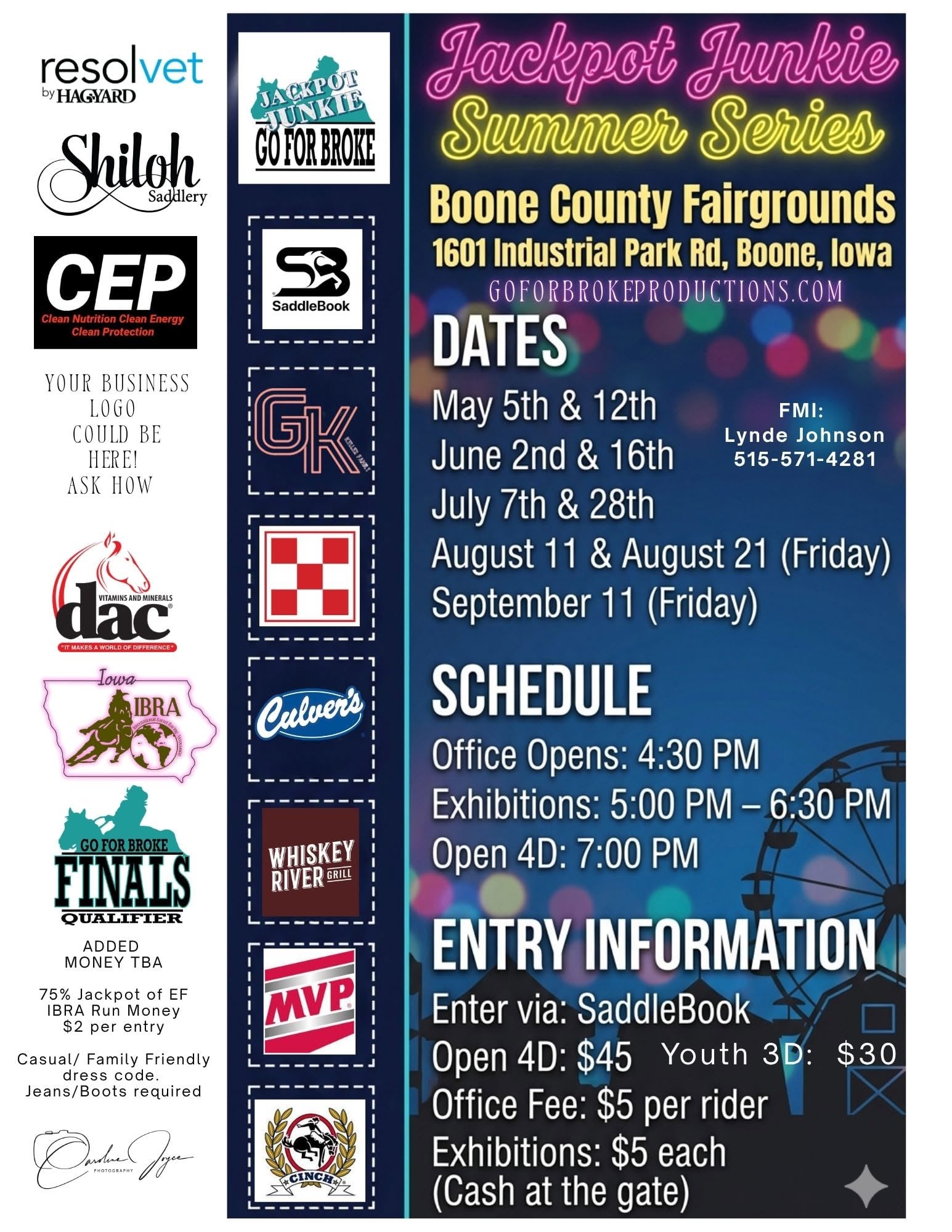 Jackpot Junkie Summer Series 7/7 (BOONE, IOWA) | Go For Broke Productions flyer