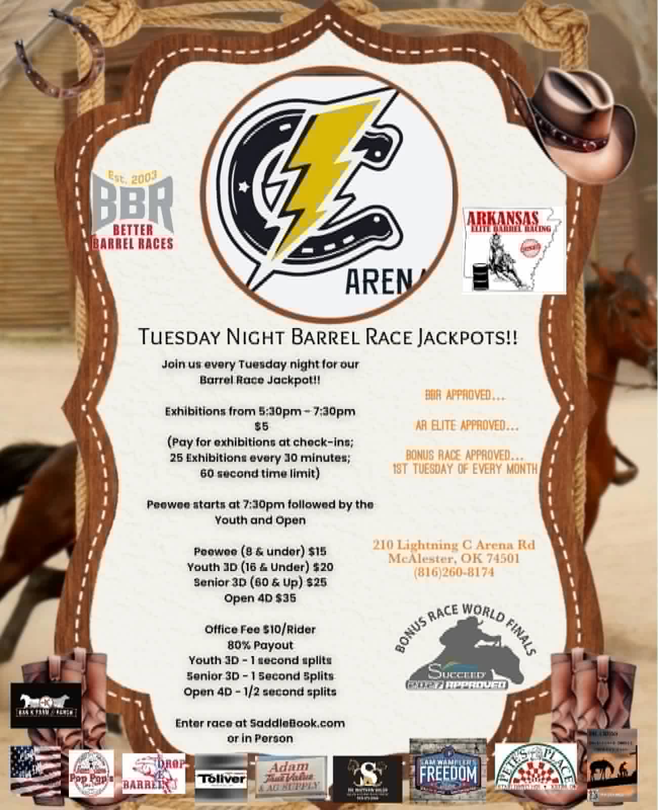 Lightning C Arena Tuesday Night Barrel Race Jackpots