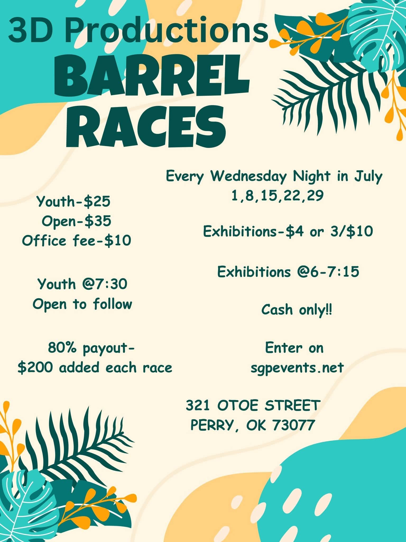 3D Productions Barrel Races and Poles