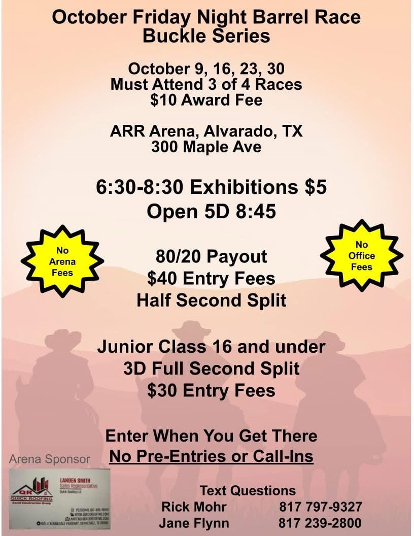 October Friday Night Barrel Race Buckle Series