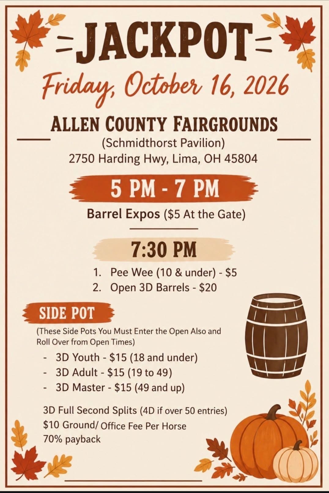 ALLEN COUNTY FAIRGROUNDS JACKPOT 3D flyer