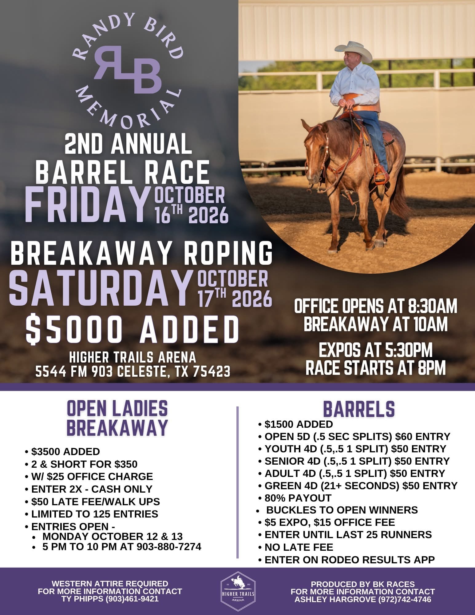 Randy Bird Memorial Barrel Race flyer