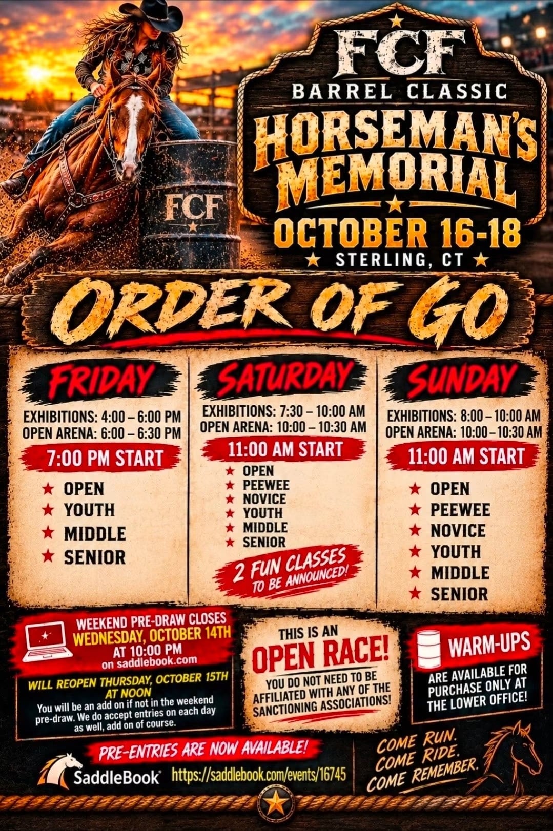 FCF BARREL CLASSIC HORSEMANS MEMORIAL flyer