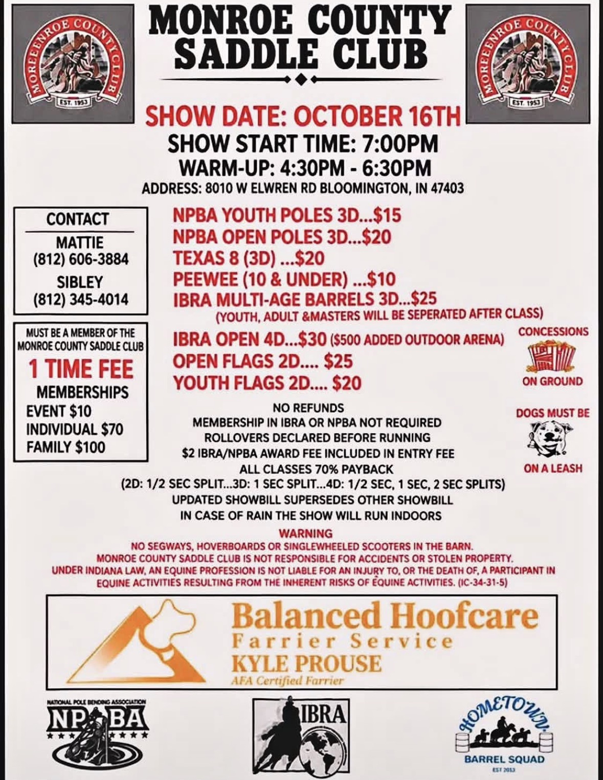Monroe County Saddle Club flyer