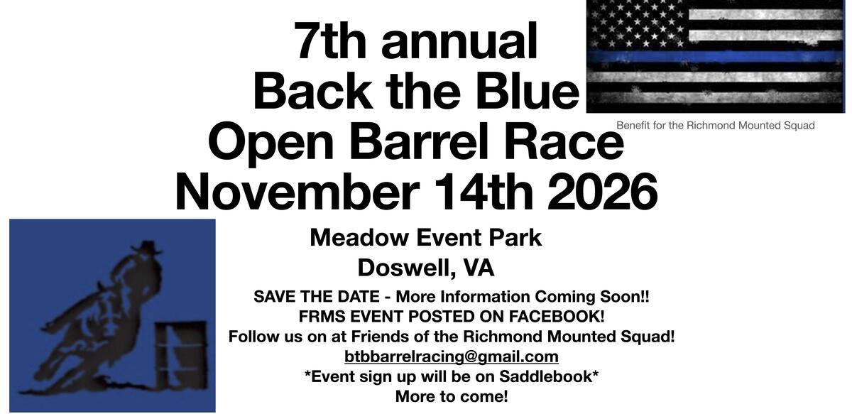 Back the Blue Open 4D Barrel Race  flyer in Doswell, VA