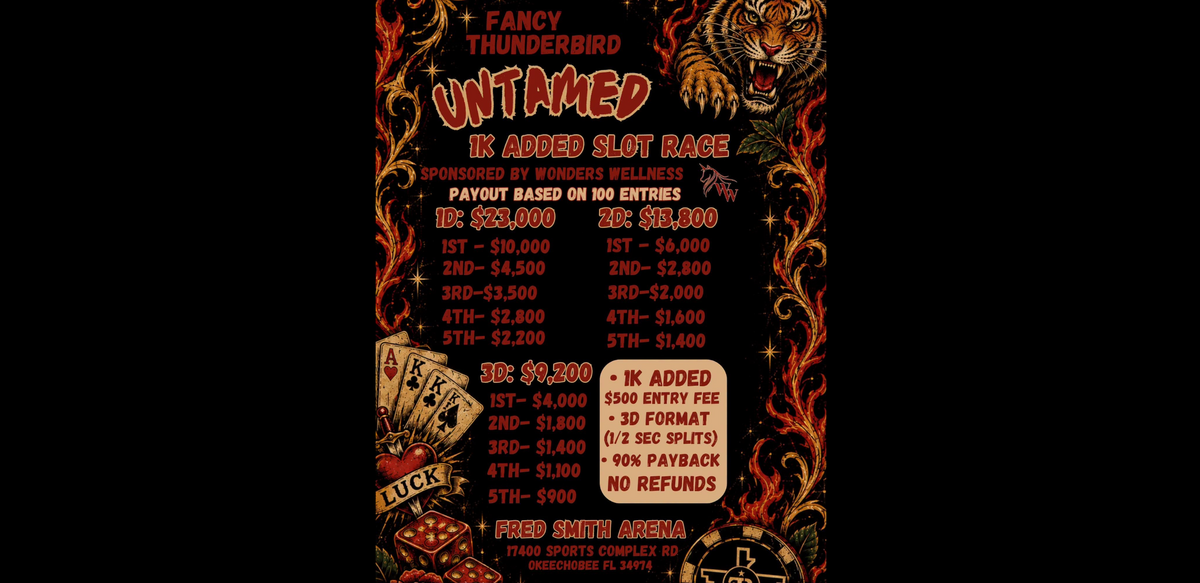 Fancy Thunderbird Slot race $1000 added by Wonders Wellness