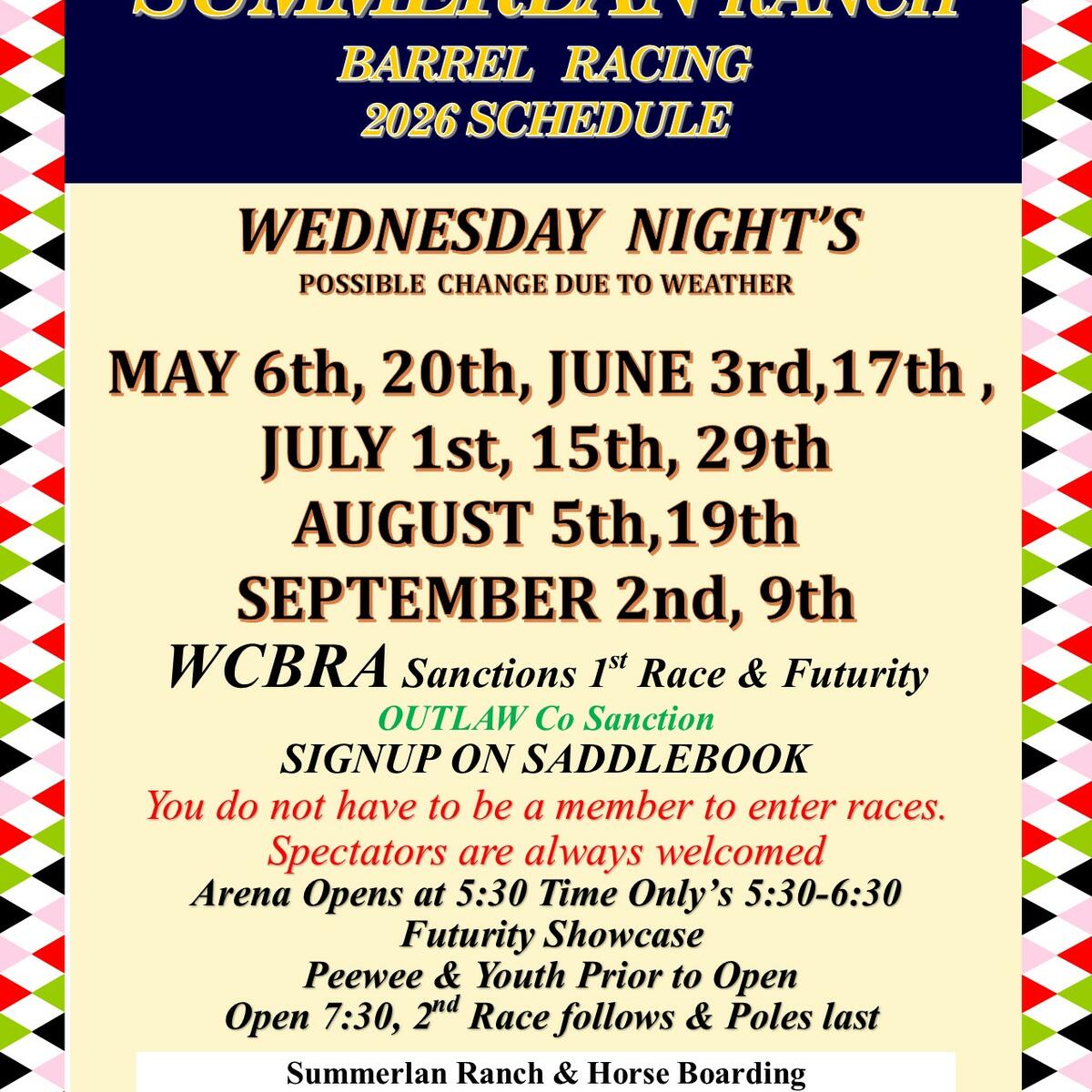 SUMMERLAN RANCH WEDNESDAY NIGHT JACKPOT BUCKLE SERIES