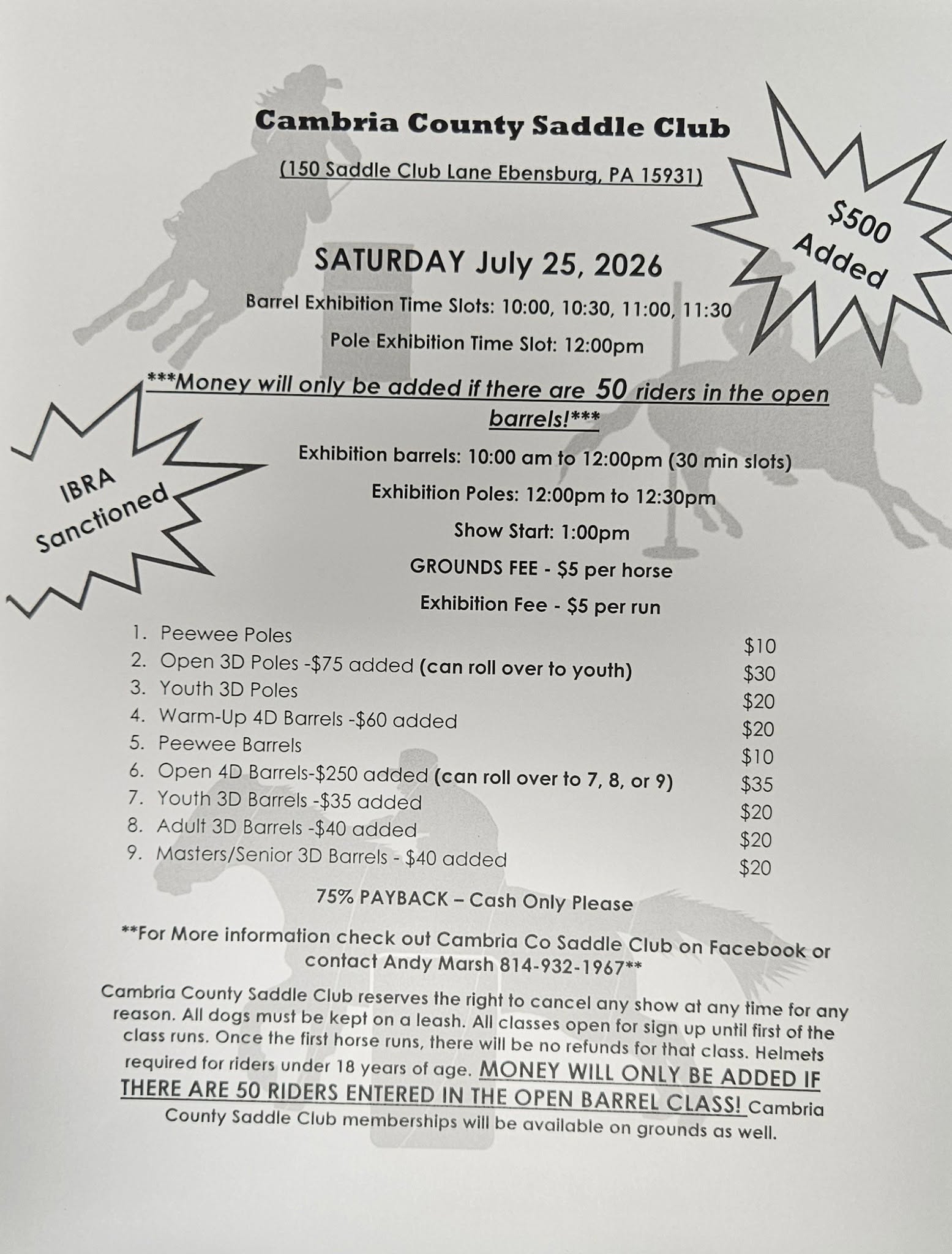 Cambria Co Saddle Club IBRA Show