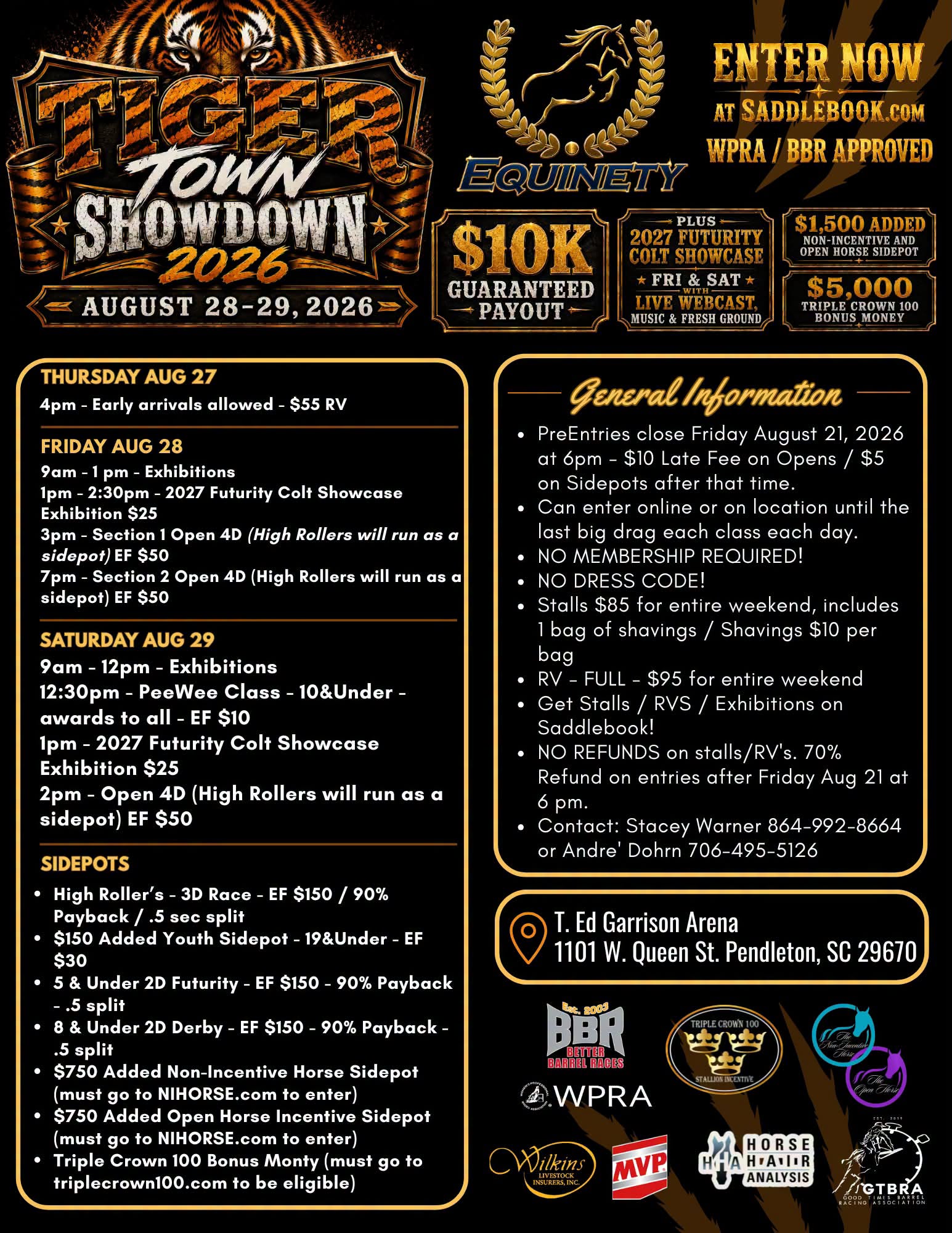 Equinety "Tiger Town Showdown" - Stalls, RV, Shavings & Exhibitions ONLY!