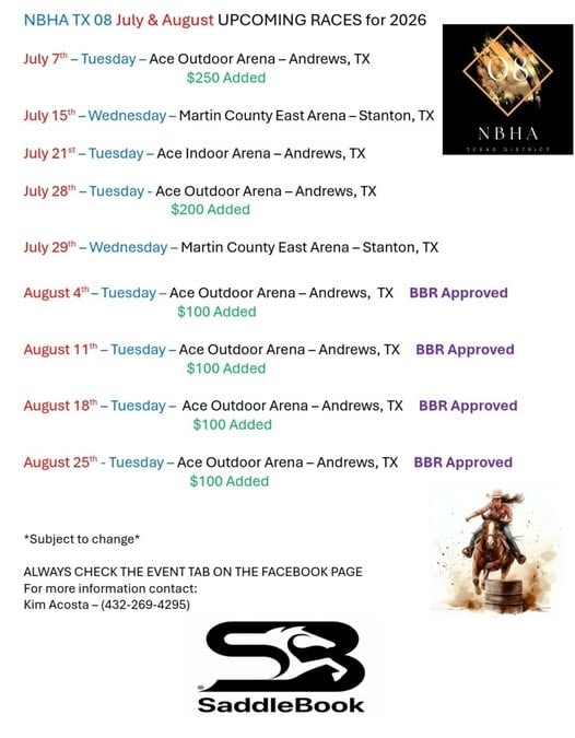 Tuesday 8.25.26 BBR Approved $100 added ACE Outdoor NO SLACK flyer in Andrews, TX