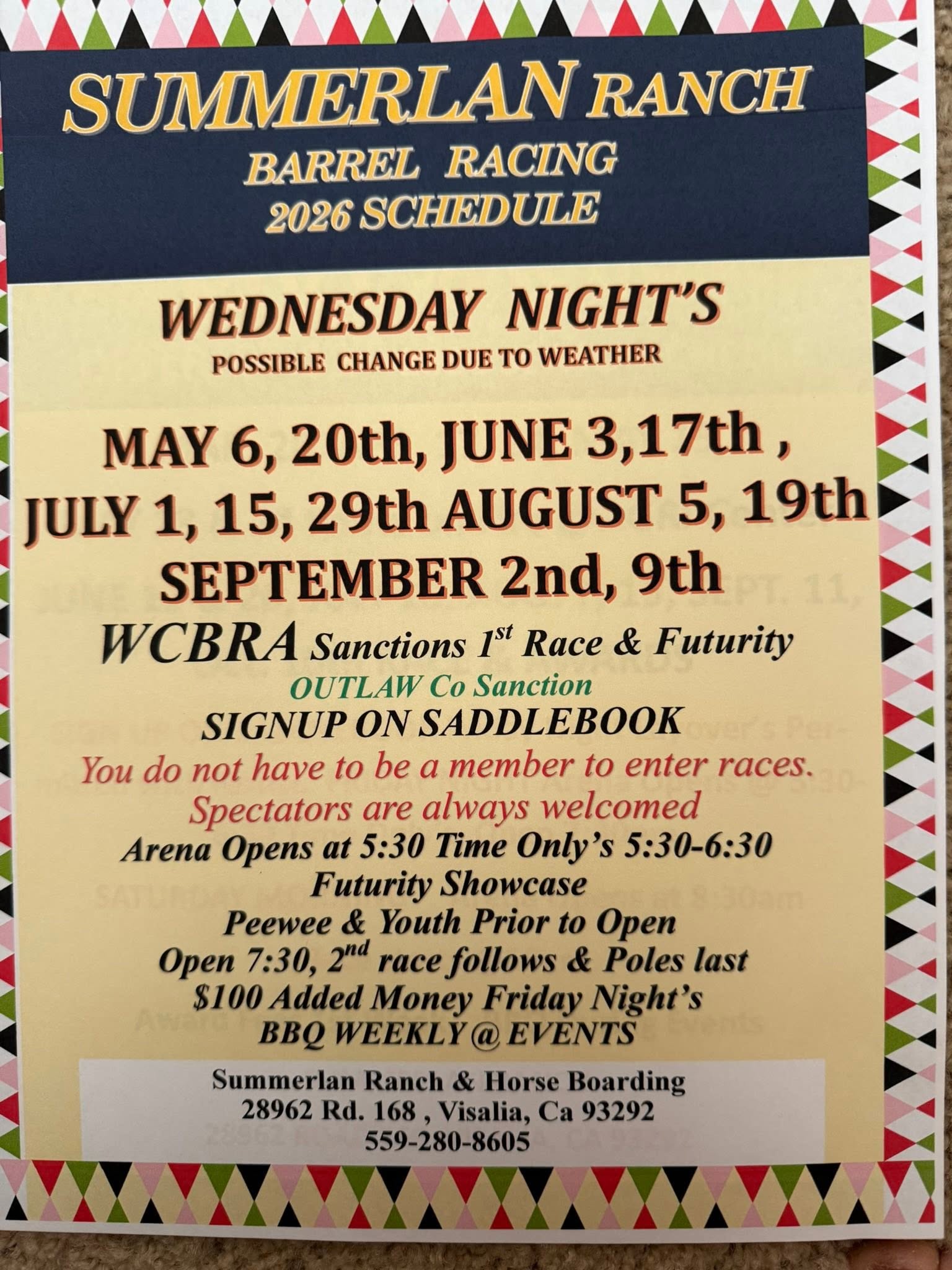 SUMMERLAN RANCH WEDNESDAY NIGHT JACKPOT BUCKLE SERIES