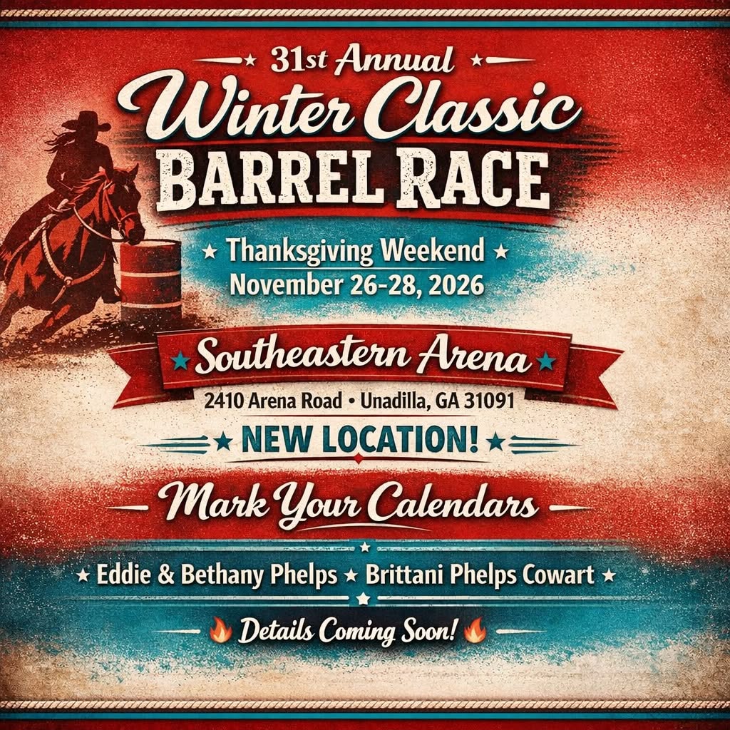 31st Annual Winter Classic Barrel Race Thanksgiving 2026 Unadilla, Georgia flyer