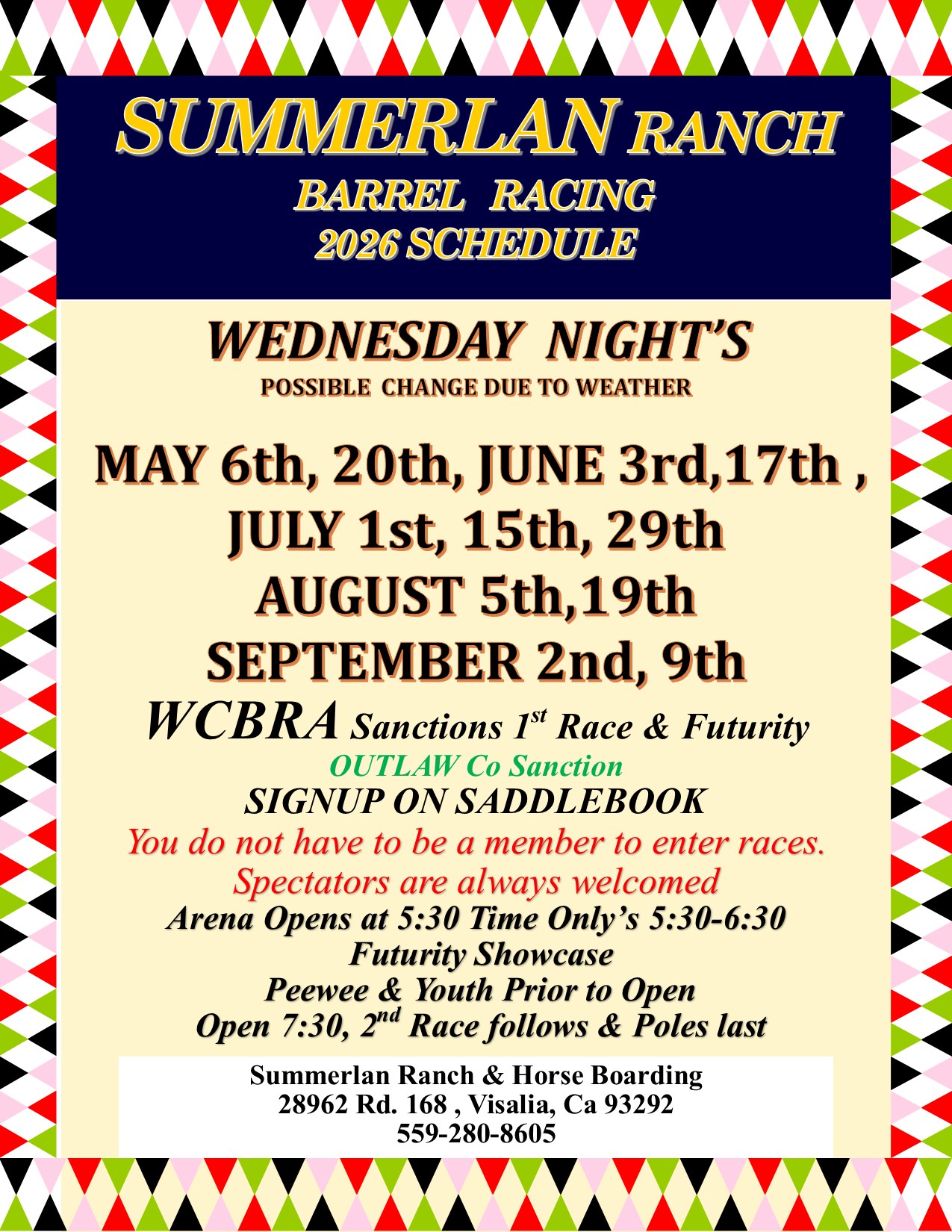 SUMMERLAN RANCH WEDNESDAY NIGHT JACKPOT BUCKLE SERIES flyer