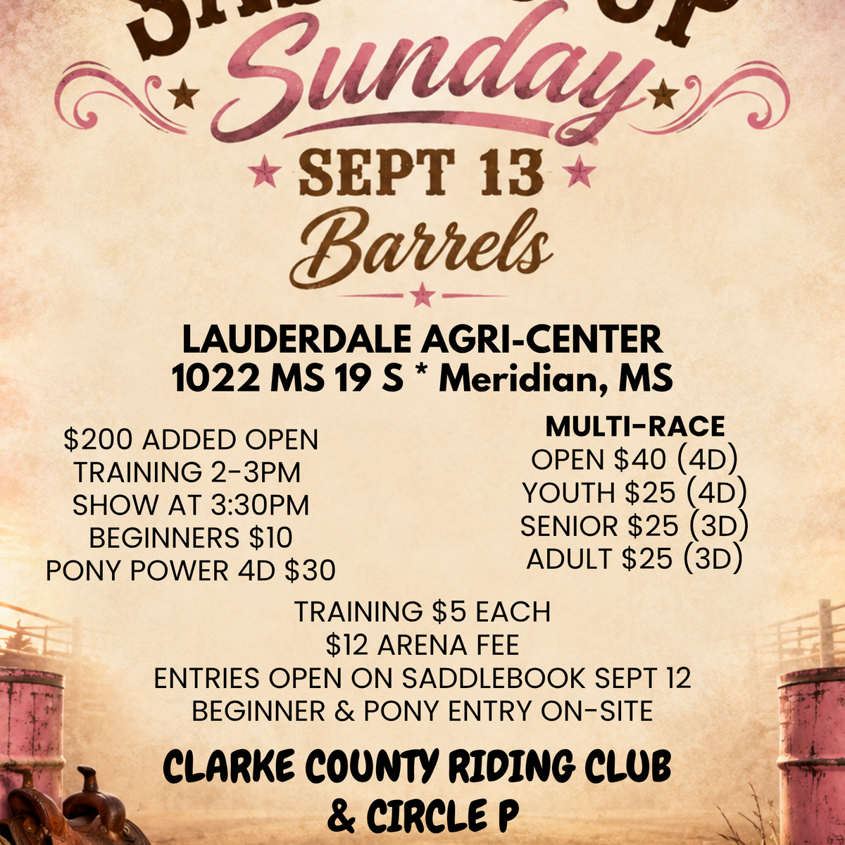 Saddle Up Sunday @ Meridian, MS September 13, 2026 flyer