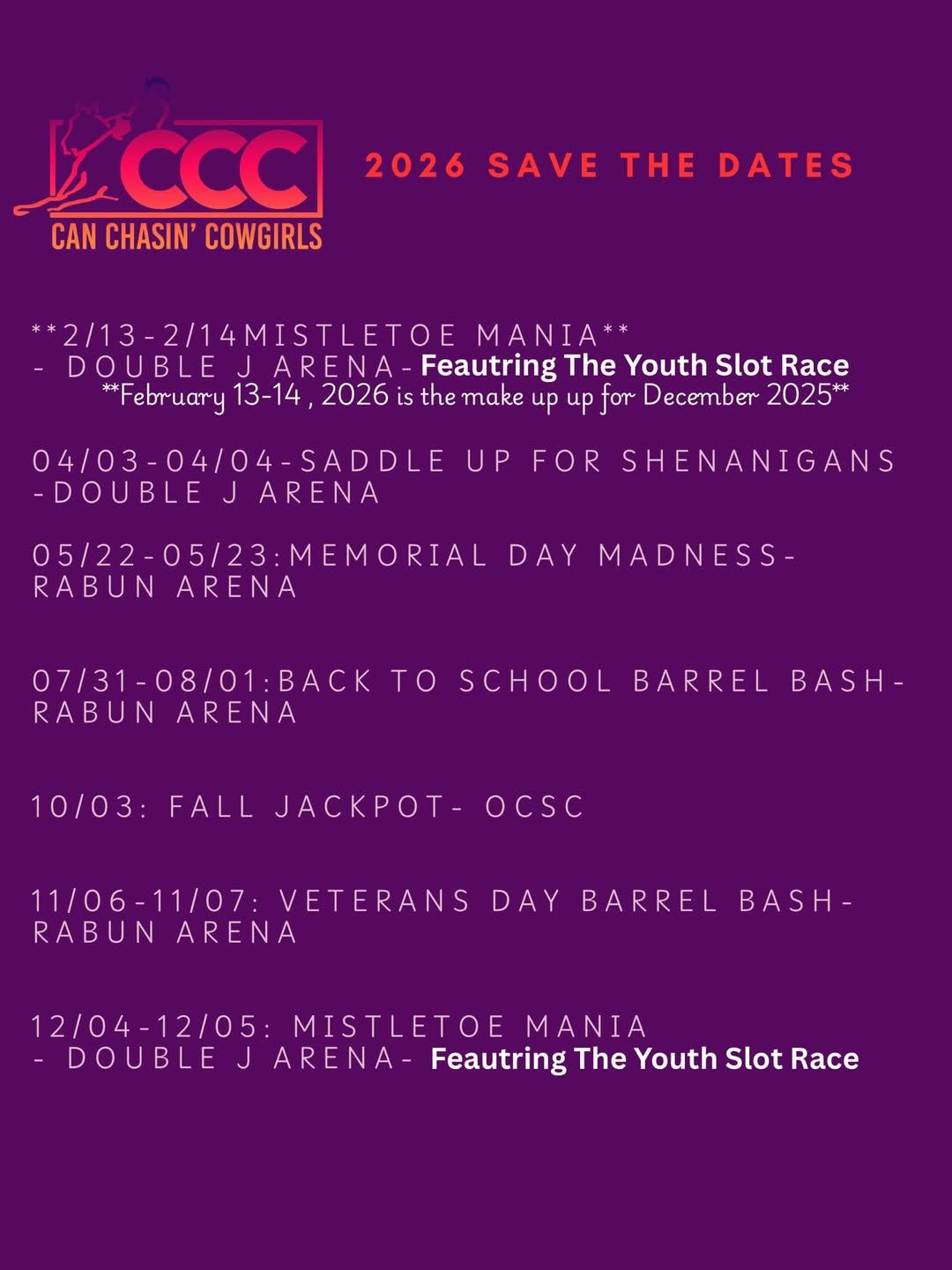 CCC Fall Jackpot at Oglethorpe County Saddle Club flyer