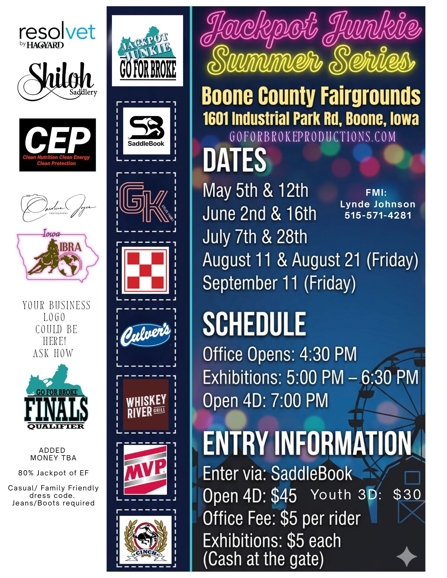 Jackpot Junkie Summer Series 9/11 (BOONE, IOWA) | Go For Broke Productions flyer