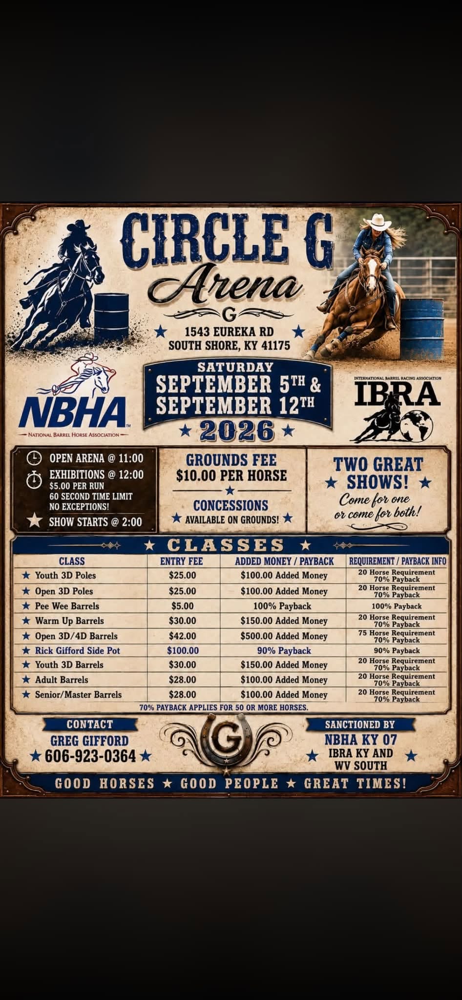 Circle G Arena Speed Show flyer