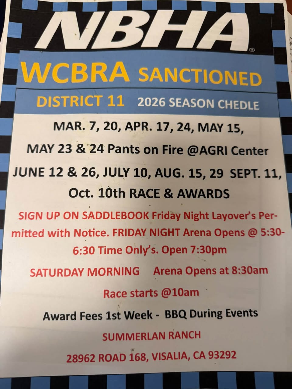 NBHA & WCBRA SATURDAY MORNING 4D BARREL RACE DISTRICT 11