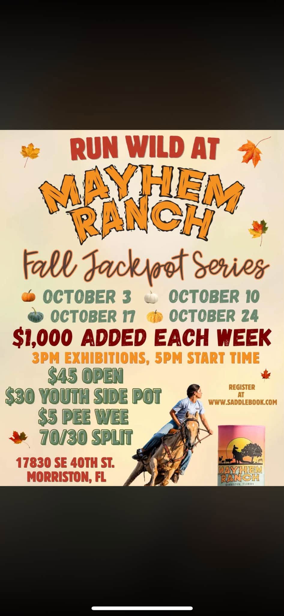 Run Wild @ Mayhem Ranch flyer
