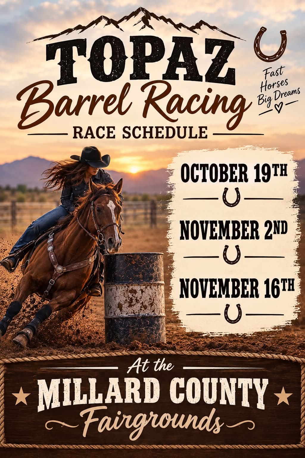 200$ ADDED TOPAZ BARREL RACING 4D BARREL RACE flyer