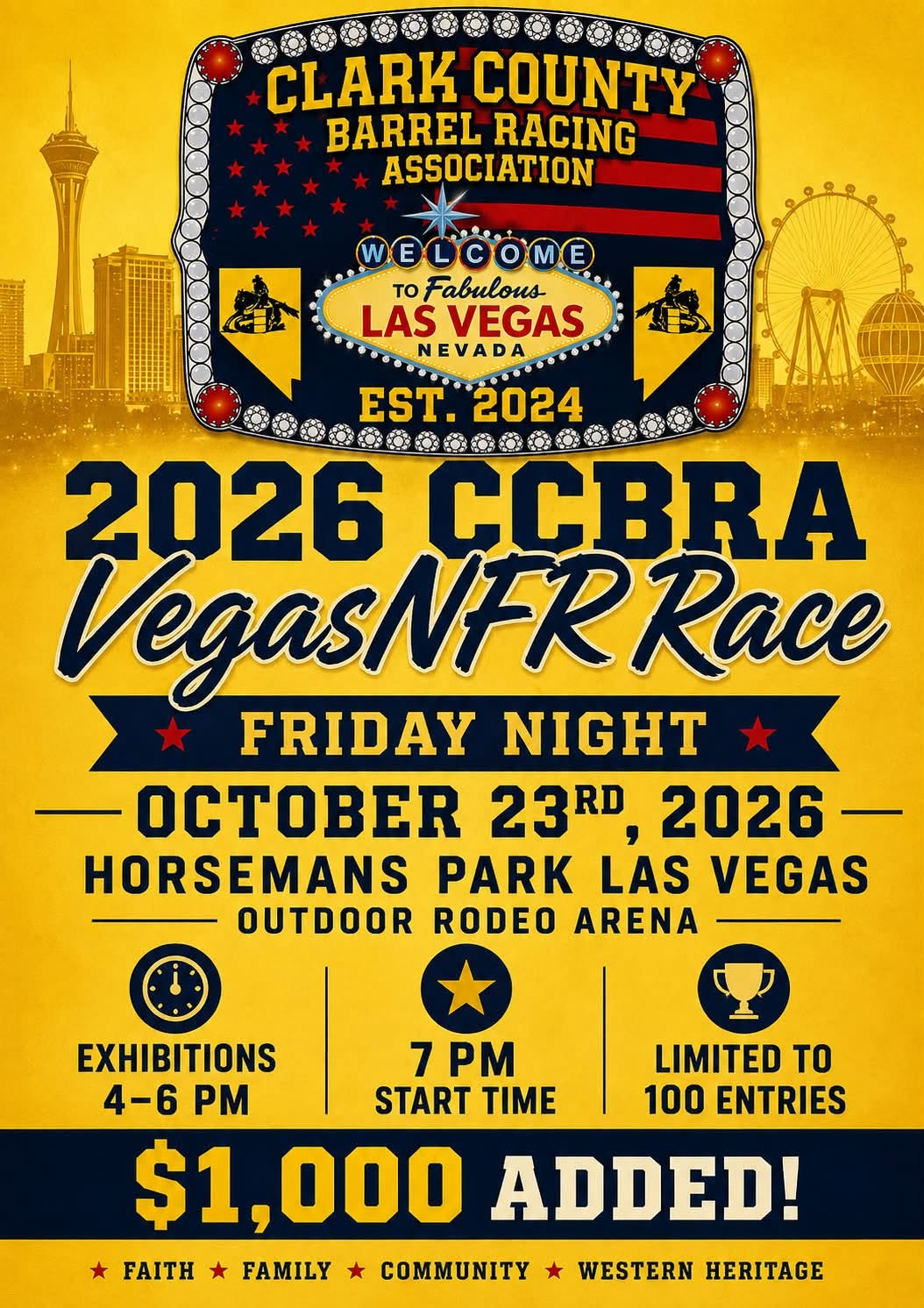 3rd Annual 2026 CCBRA Vegas NFR Race flyer